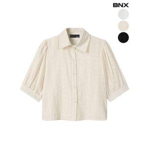 [BNX]여성 퍼프소매 펀칭 블라우스