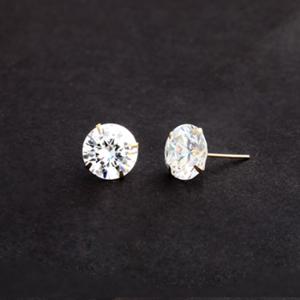 14K Gold 9mm 큐빅 귀걸이