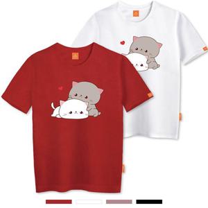 엘라모 큐티커플캣 반팔 티셔츠 남녀공용 빅사이즈 S~4XL