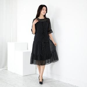 여성 엄마옷 라운드 패턴 쉬폰 원피스 OP502241 중년여성의류/50대/60대/마담/빅사이즈/할머니옷