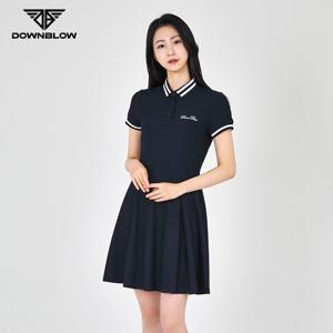 다운블로우 여성 여름 골프웨어 골프 플레어 카라 반팔 원피스