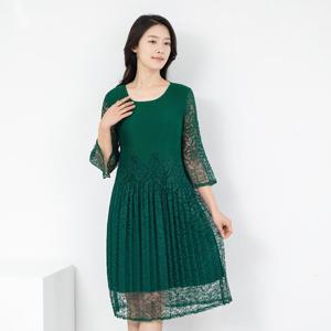여성 엄마옷 라운드 레이스 플리츠 원피스 OP502305 중년여성의류/50대/60대/마담/빅사이즈/할머니옷