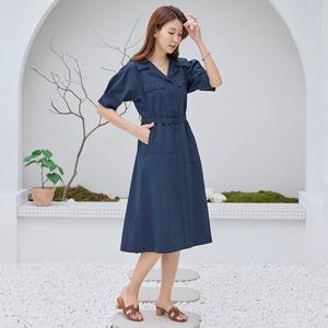 [~2XL] 인견 바스락 카라벨트 원피스 2종 택1