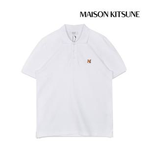 메종키츠네 반팔티셔츠 폭스 헤드 패치 레귤러 폴로 셔츠 남성 화이트 LM00208KJ7002-P100