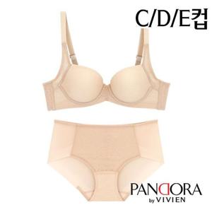 [판도라by비비안]C/D/E컵 사이드업 더블본 몰드브라팬티2종(PB7170)75C-85E