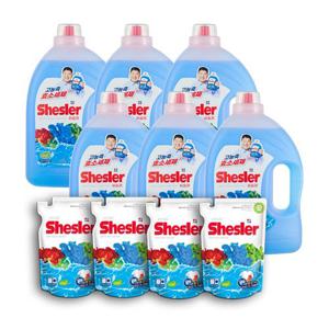 쉬슬러 액체 세탁세제 에이프릴 3.05L 6개+세제 리필 500ml 4개