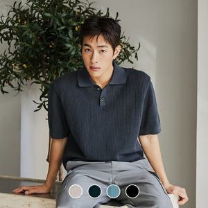 [컨셉원] 텍스처 반팔 폴로 니트 스웨터 10055532/055532