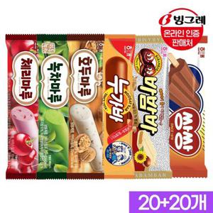 해태 아이스크림 바 20+20개 골라담기 /누가바/쌍쌍바/바밤바/호두마루/녹차마루
