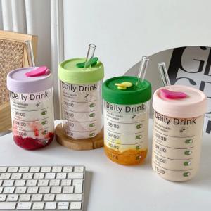 600ml 빨대 유리텀블러 리유저블컵 3컬러