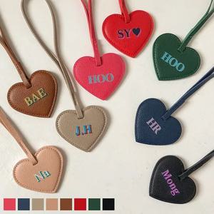 이니셜 각인 하트 레더 네임택 가방고리 백참 커스텀 8colors
