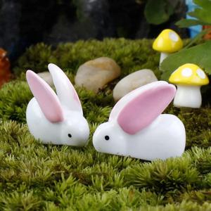 하얀 토끼 2P 세트 미니어처 피규어 테라리움 화분 장식