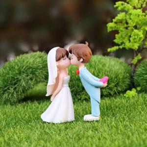 웨딩커플 화이트&블루  미니어처 피규어 테라리움 화분 장식