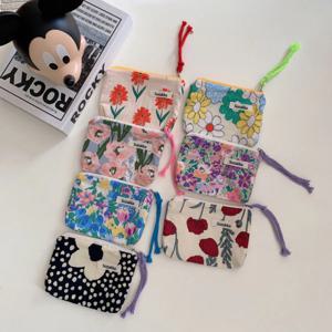 화사한 플라워 교통 카드 동전 지갑 미니 립스틱 파우치