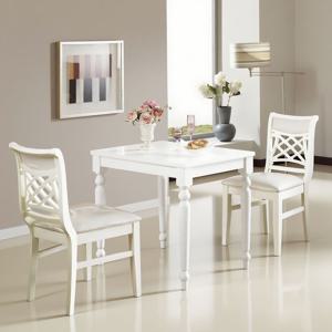 멀더 엔틱 화이트 원목 사각 2인용 식탁 세트 850 (의자2)