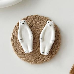 [리퍼] 1+1 스윗 폴라베어 세라믹 도자기 수저받침 젓가락 숟가락 받침대