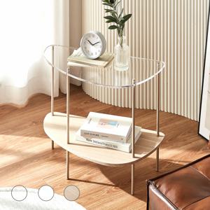 르로아 반원형 2단 오크,화이트 사이드테이블 미드센츄리테이블 모듈 협탁 (3colors)