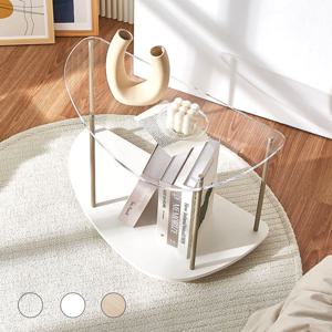 르로아 반원형 1단 오크,화이트 사이드테이블 미드센츄리테이블 모듈 협탁 (3colors)