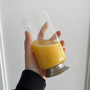 홈카페 내열 유리컵 2P 스텐굽 아이스커피 하이볼 맥주잔 500ml