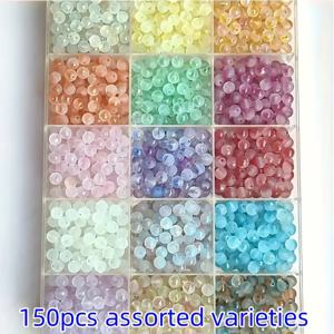 TEMU 150개 다양한 유리 비즈, 금빛 반짝임이 있는 10mm/8mm 직경, DIY 보석 만들기, 팔찌, 목걸이 및 폰 체인에 완벽, 봄과 여름을 위한 이상적인 선물, 크래프팅 필수품|생생한 비즈 컬렉션|가라앉은 마감