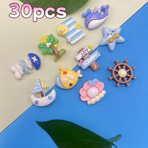TEMU 30개 레진 액세서리 중형 DIY 펜던트, 오션 비치 시리즈 핸드메이드 크림 글루 폰 케이스 헤어핀 스티커