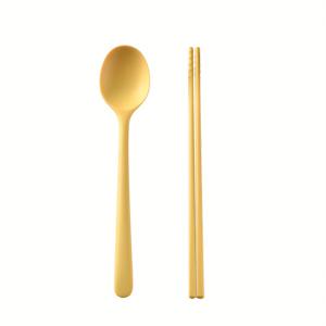 TEMU 2pcs 세트 풀 패키지 실리콘 통합 젓가락 및 스푼, 소형 수프 스푼, 혼합 스푼, 샐러드 스푼, 디저트 스푼