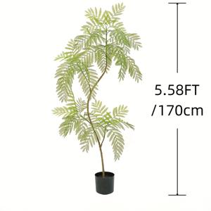 TEMU 1개 리얼리스틱 인공 자카란다 나무와 푸르른 잎사귀 - 세련된 화이트 플랜터 대형 포트 식물, 고품질 플라스틱 실내 장식용 (거실, 침실, 사무실), 유지보수 없는 홈 & 휴일 장식(크리스마스, 추수감사절, 할로윈), 계절 장식, 우아한 방 꾸미기, 내구성 있는 합성잎