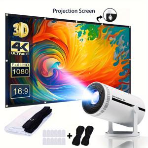 TEMU MAOHUTER D-150 3.0 150인치 4K 울트라 HD 주름 방지 휴대용 프로젝션 스크린, 캐리 케이스 및 걸이 스트랩 포함 - 홈 시어터/캠핑용, 실내외 사용 가능, 고화질