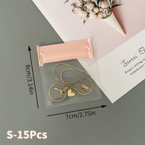 TEMU 15개 EVA 항산화 보석 보관 가방, 귀걸이, 반지, 목걸이, 팔찌 정리용 핑크색 보석 밀봉 디스플레이 파우치