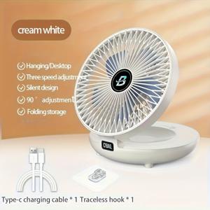 TEMU 소형 벽걸이 USB 팬, 접이식 디자인, 큰 바람 속도, USB 전원, 배터리 없음, 휴대용 데스크탑 팬 | 현대 벽걸이 팬 | 넓은 흐름 냉각 팬, USB 팬 5 장면 (사무실, 야외, 여행, 캠핑)|벽걸이선풍기
