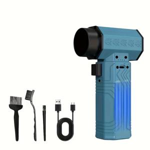 TEMU 강력한 휴대용 터보 제트 팬 공기 송풍기 세트, 70m/s 풍속, 타입-C 고속 충전, 2500mAh*4 배터리, 눈 제거, 건조, 바비큐, 캠핑 등에 사용 가능한 브러시리스 모터, 휴대용 공기 송풍기 | 다기능 팬 | 하이테크 블로워|캠핑선풍기|캠핑용품