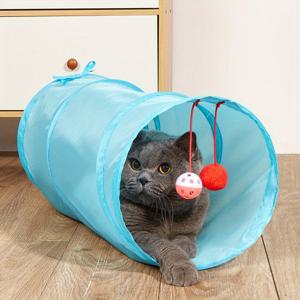 TEMU 실내 고양이를 위한 고양이 터널, 고양이 장난감 접을 수 있는 애완 동물 놀이 고양이를 위한 종 장난감을 가진 터널 튜브 장난감