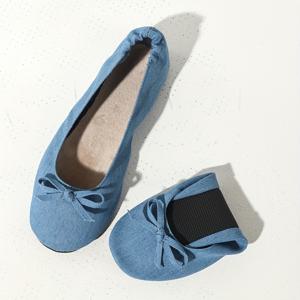 TEMU HW2311-2A 라이트 블루 + 보우 여성 패션 캐주얼 부드럽고 편안한 다용도 클래식 접이식 슬립온 댄스 신발