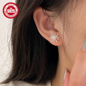 TEMU 925 하이포알러제닉 불꽃놀이 귀걸이 작은 꽃다발 미니 비즈 시크 후프 귀걸이 클래식 다용도 주얼리 생일 선물 크리스마스 발렌타인데이 여자친구를 위한 안티옥시드 포장 3.2g