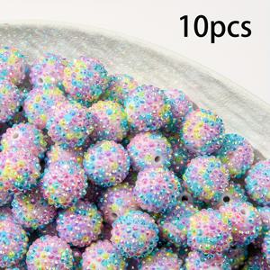 TEMU 10개 20mm 반짝이는 라인스톤 디스코 볼 비즈 - 파스텔 멀티컬러 버블검 조각 비즈, DIY 주얼리 만들기, 팔찌 & 목걸이용 (할로윈, 추수감사절, 크리스마스), 스페이서 비즈, 축제 공예, 생동감 넘치는 컬러 디자인
