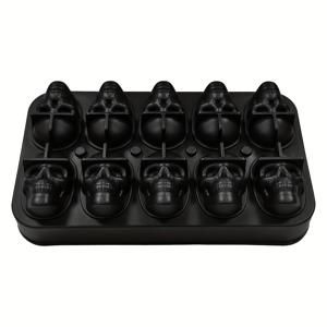 TEMU 1pc 스컬 모양 아이스 큐브 몰드, BPA 프리 실리콘 아이스 트레이, 무서운 스컬 아이스 볼, 소프트 드링크, 커피, 소다, 주방 및 레스토랑 파티 홈 액세서리, 크리스마스 및 할로윈 장식에 적합