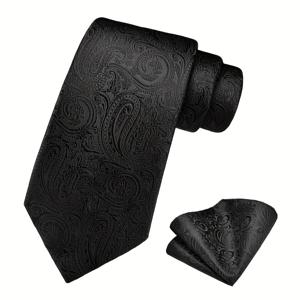 TEMU Ricnais 2pcs 남성용 8cm 파이즐 넥타이 & 포켓 스퀘어 세트 - 고품질 폴리에스테르, 웨딩, 파티, 비즈니스 이벤트용 클래식 패션 - 아버지의 날, , 크리스마스에 이상적인 선물