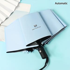 TEMU 중국 고급 디자인 자동 UV8 리브 비닐 우산 - 자외선 차단, 방풍, 강화 프레임, 컴팩트 접이식 설계, 햇빛과 비용 모두 사용 가능, 다양한 색상 | 캐주얼 스타일 비닐 원단 야외 우산, 어머니날 선물 세븐 컬러 옵션