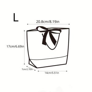 TEMU JCJX 10팩 화이트 페퍼 토트백(블랙 보와 보더 포함), 결혼식, 생일, 파티, 포장용 접이식 쇼퍼백 - 할로윈, 추수감사절, 크리스마스, 신년 행사에 적합