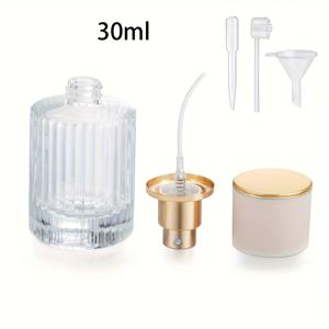 TEMU 30ml/50ml 휴대용 리필 가능한 유리 향수 스프레이 병 - 여행에 적합한 골드 액센트가 있는 미세 분무기, 무알코올 및 PVC 프리, 여성, 친구를 위한 선물, 여행 필수품, 휴대용 향수 | 우아한 유리병 | 투명 유리, 향수 리필 가능 병