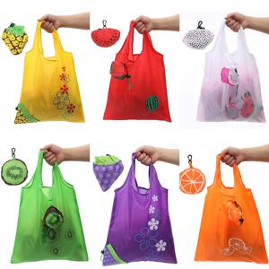 TEMU 6pcs 대용량 폴리에스터 접이식 과일 토트 백 - 재사용 가능한 하와이 과일 파티 선물 백, 생동감 있는 디자인으로 생일 파티, 결혼식, 야외 캠핑 여행에 이상적, 파티 선물 백|즐거운 디자인|재사용 가능한 선물 백, 과일 티셔츠