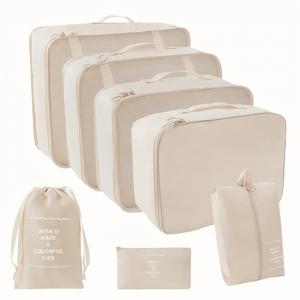TEMU 7pcs 여행 수하물 보관 세트, 통기성이 좋은 메쉬 재질, 비즈니스 여행, 가족 여행 의류 포장, 이사, 수하물 정리, 가정 보관, 기숙사, 임대 방 보관, 학생 돌아오기 수하물, 친구와 가족을 위한 따뜻한 선물