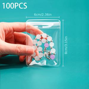 TEMU 100개 PVC 방산 보석 가방 두꺼운 보석 장식 DIY 보관용 투명한 밀봉 가방 가정용 재사용 가능한 휴일 파티 할로윈 크리스마스 새해 선물 포장 가방 소규모 사업에 적합, 겨울, 새해에 완벽함