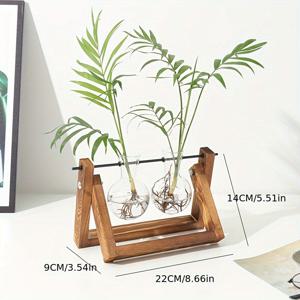 TEMU 2/3 볼트 화분, 빈티지 나무 스탠드가 있는 식물 용기, 공기 꽃병 볼트 유리 화분 금속 스윌 스탠드 빈티지 데스크탑, 수경栽培 가정 정원 장식, 사무실 데스크탑 장식, 여성용 데이 선물|화분|화분받침대