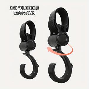 TEMU 2개 회전 유모차 후크 - 내구성 있는 ABS 소재, 블랙, 기저귀, 장난감, 필수품 정리용 다목적 쇼핑백 클립, 기어 정리 | 회전 후크 | 내구성 있는 ABS 레진, 유모차 액세서리|소품샵