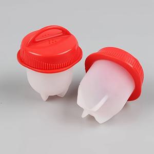 TEMU 2개 세트 논스틱 실리콘 계란 조리기 - 완벽한 삶은 계란을 위한 쉬운 끓이기 & 찜기 주방 도구, 빨간 뚜껑과 흰 손잡이, 프라이팬 또는 웍에 이상적, 요리 필수품|현대적인 주방 도구|내구성 있는 조리 도구, 계란 조리기