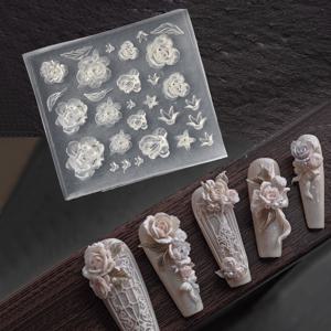 TEMU 1 우아한 성 3D 장미 디자인 실리콘 몰드 - 무취, DIY 아트 럭셔리 스타일 꽃 패턴 네일 프린팅 몰드, 여성용 네일 살롱 및 폰 케이스 제작에 적합, 완벽한 네일 아트 용품