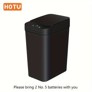 TEMU HOTU 10L 지능형 감지 - 완전 자동, 터치리스 작동, 가정용, 욕실, 거실용 컴팩트 디자인 - 2 AA 배터리 필요 (포함되지 않음), 욕실 , 세련된 현대적인 , 내구성 있는 플라스틱|쓰레기통