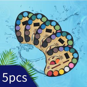 TEMU 5pcs 아트 학생 전문 고품질 12색 단색 수채화 페인트 세트 브러시 + 팔레트, 사용하기 쉬운 드로잉 잉크, 브러시 포함, 안전하고 독성 없음, 초보자용, 완벽한 휴일 선물