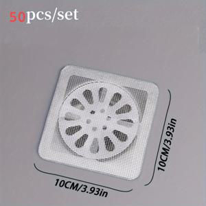 TEMU 50장 짜리 프리돌라 플라스틱 배수구 덮개, 일회용 샤워 헤어 캐처, 욕실 및 주방 싱크대용 메쉬 필터 스티커, 욕조 헤어 스톱퍼 액세서리
