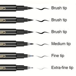 TEMU 6pcs 금색 액센트가 있는 서예 브러시 펜 세트 - 방수, 미세 팁 쓰기용 편안한 손잡이 - 보관함 포함, 및 호비스트를 위한 이상적인 선택